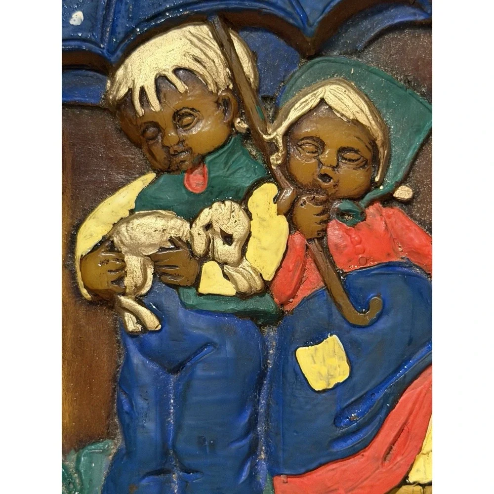 vintage 3D Hummel style wall plaque Made Of Wax